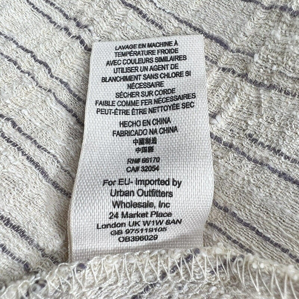 Free People Novelty Ivory Blue Striped Linen Sleeveless Open Back Mini Dress - Picture 13 of 14